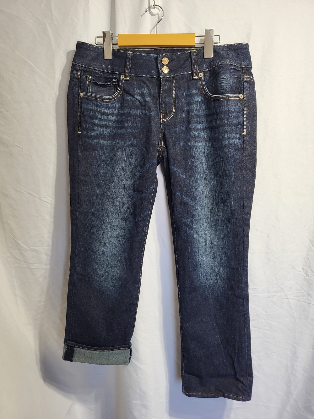 American Eagle Outfitters Dark Blue Straight Jeans, Size 10 (waist 32)
